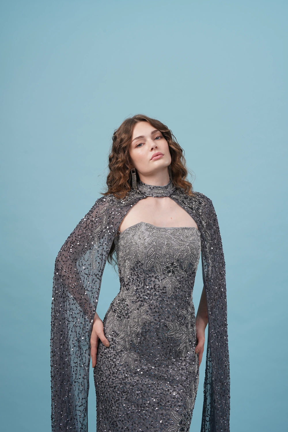 VIOLETTE CAPE MAXI DRESS