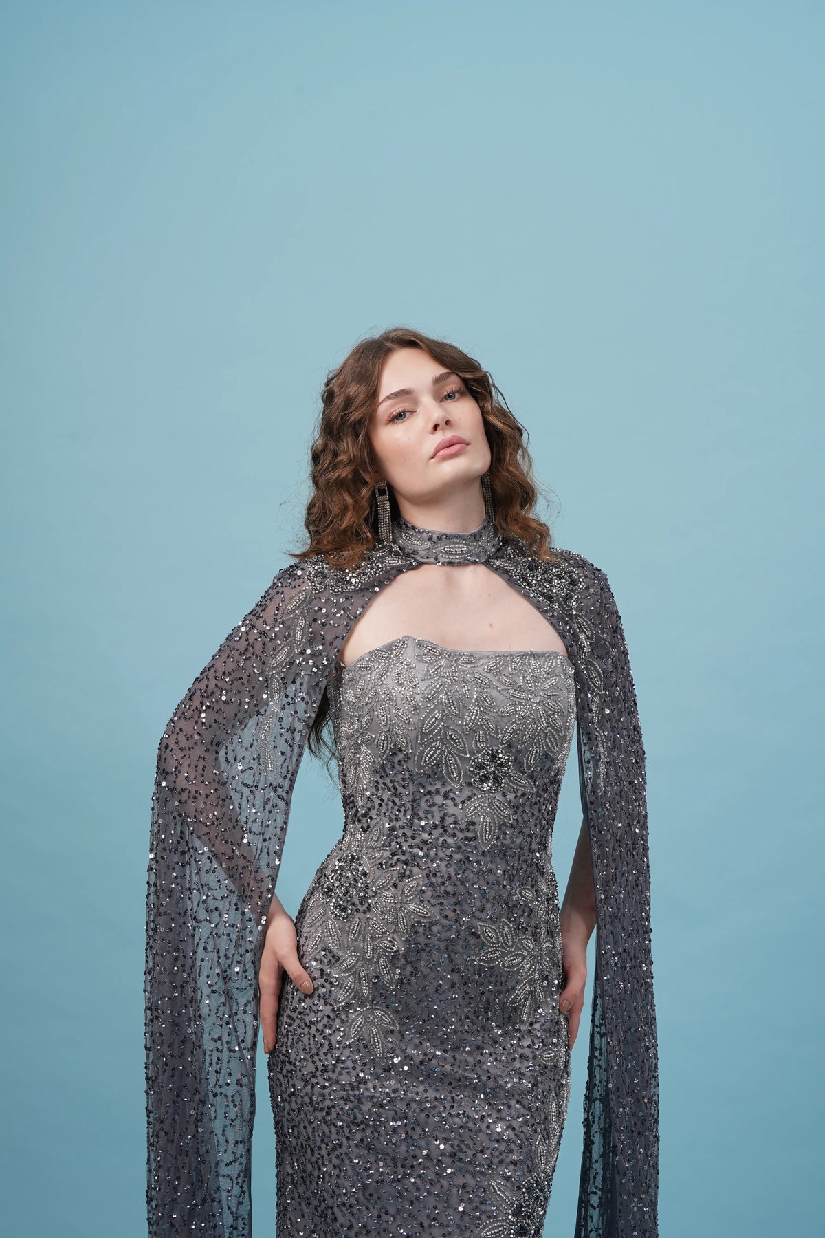 VIOLETTE CAPE MAXI DRESS