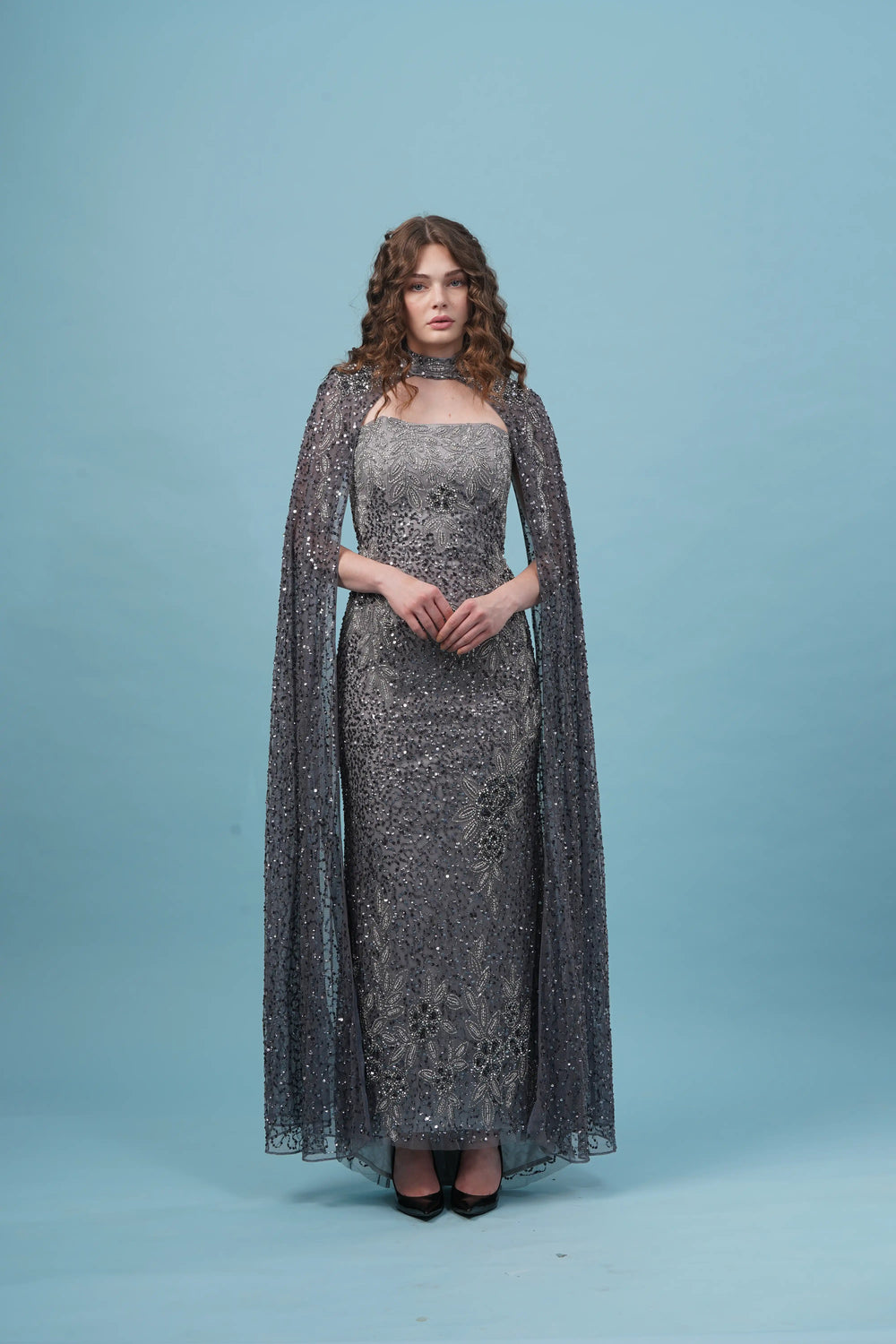 VIOLETTE CAPE MAXI DRESS
