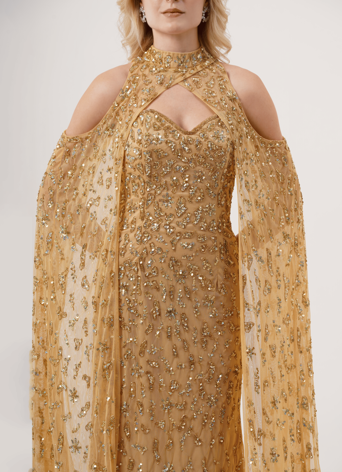 ROCHETTE CAPE MAXI DRESS
