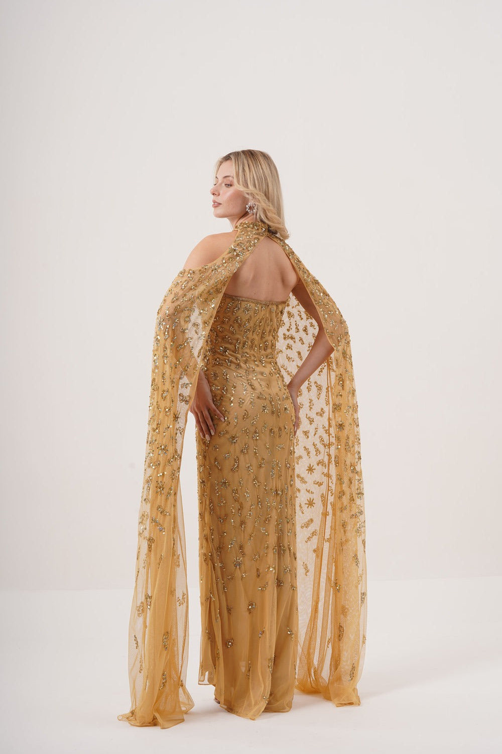 ROCHETTE CAPE MAXI DRESS