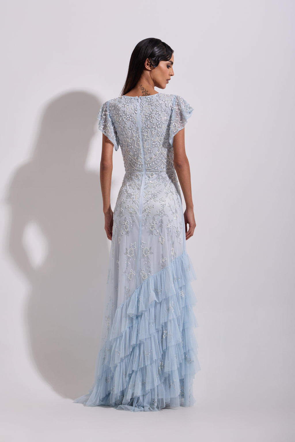 ARABELLA TIERED FLUTTER MAXI DRESS