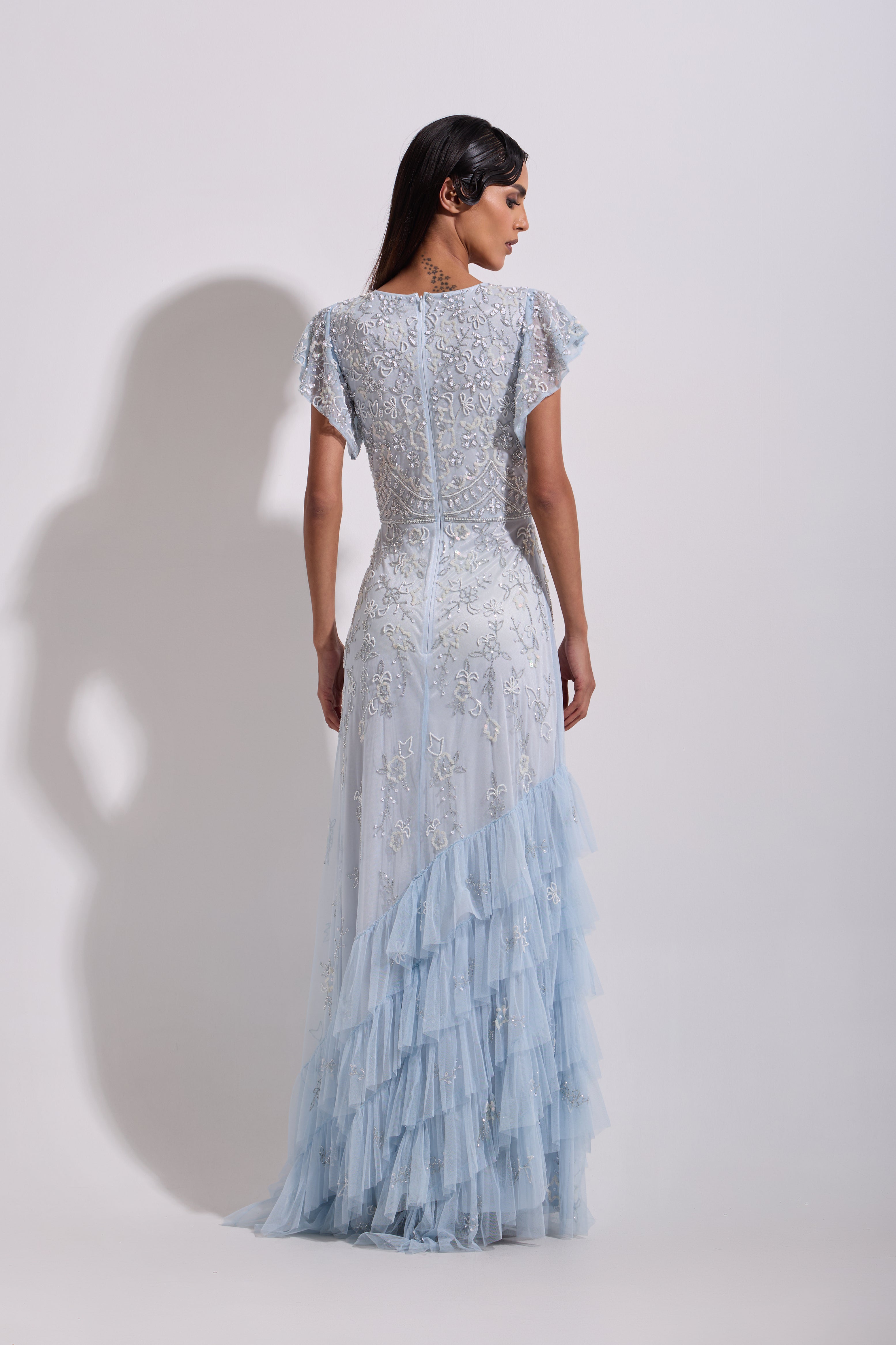ARABELLA TIERED FLUTTER MAXI DRESS