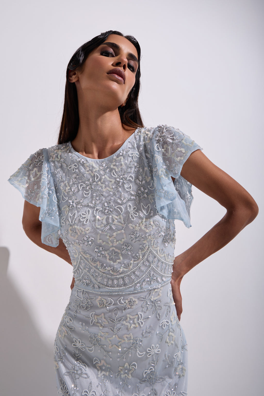 ARABELLA TIERED FLUTTER MAXI DRESS