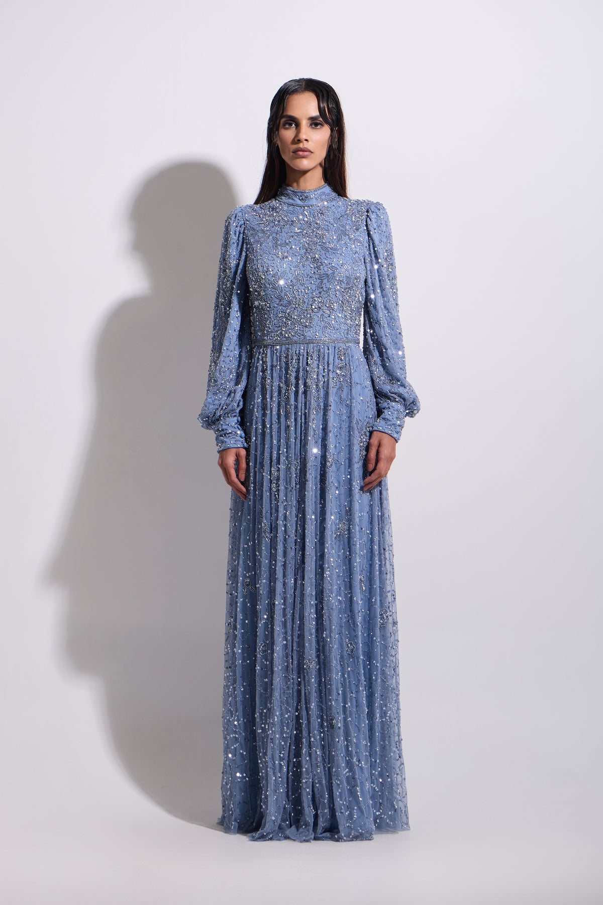 CELESTIA BISHOP MAXI DRESS