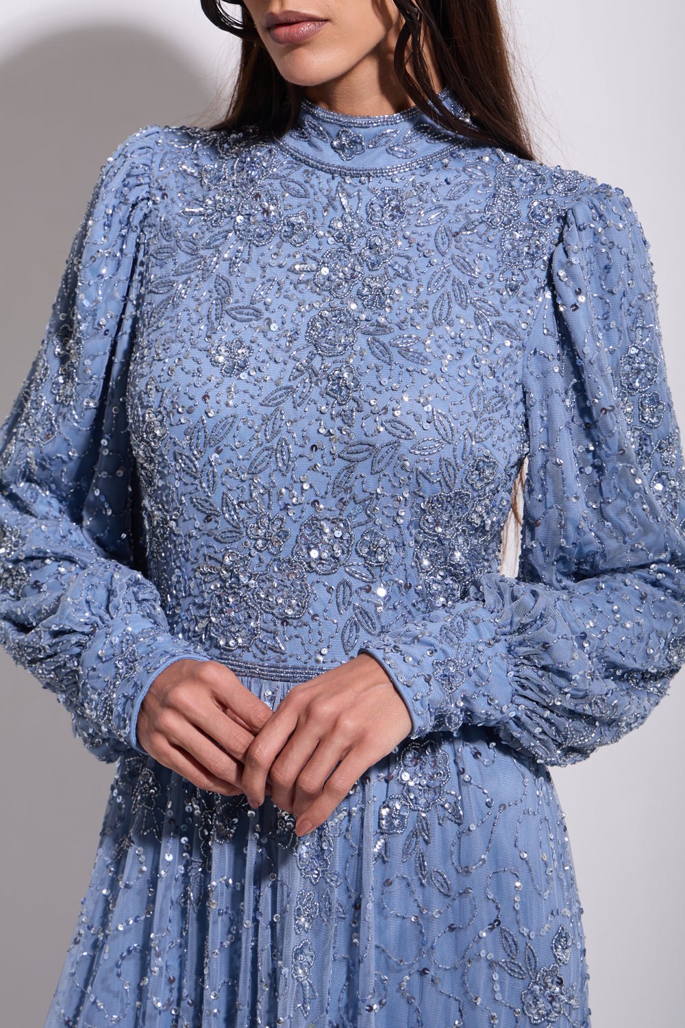 CELESTIA BISHOP MAXI DRESS
