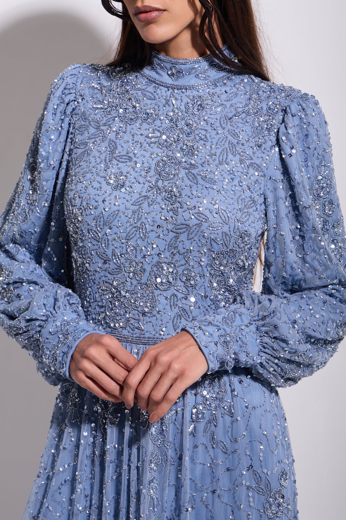 CELESTIA BISHOP MAXI DRESS